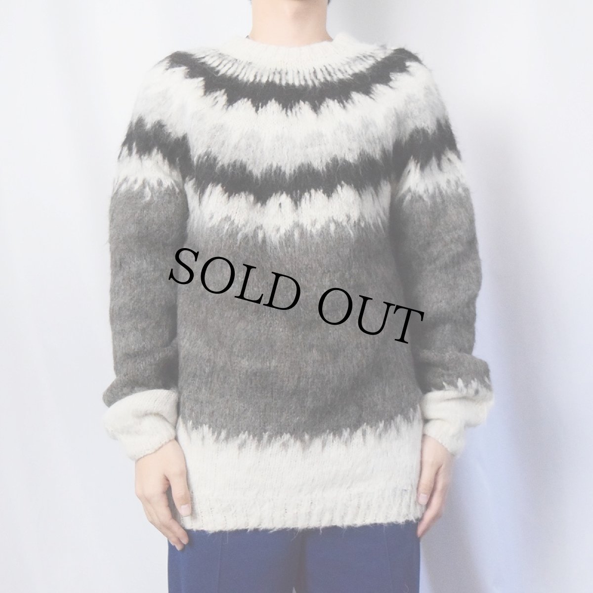 画像2: ノルディック柄 シャギーウールニットセーター  (2)