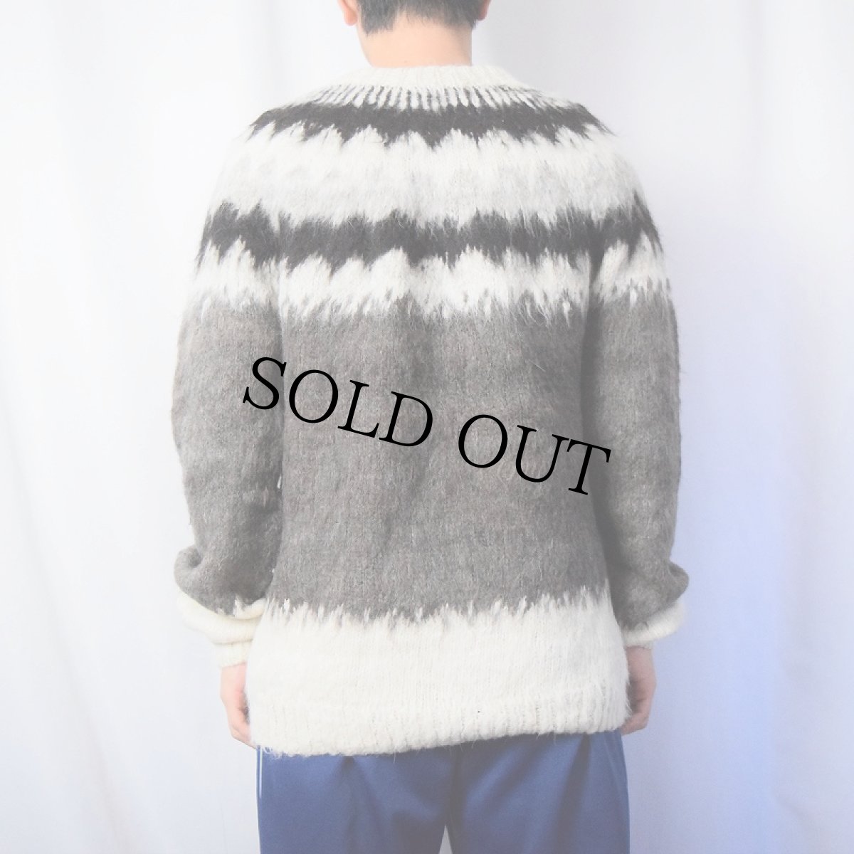 画像3: ノルディック柄 シャギーウールニットセーター  (3)