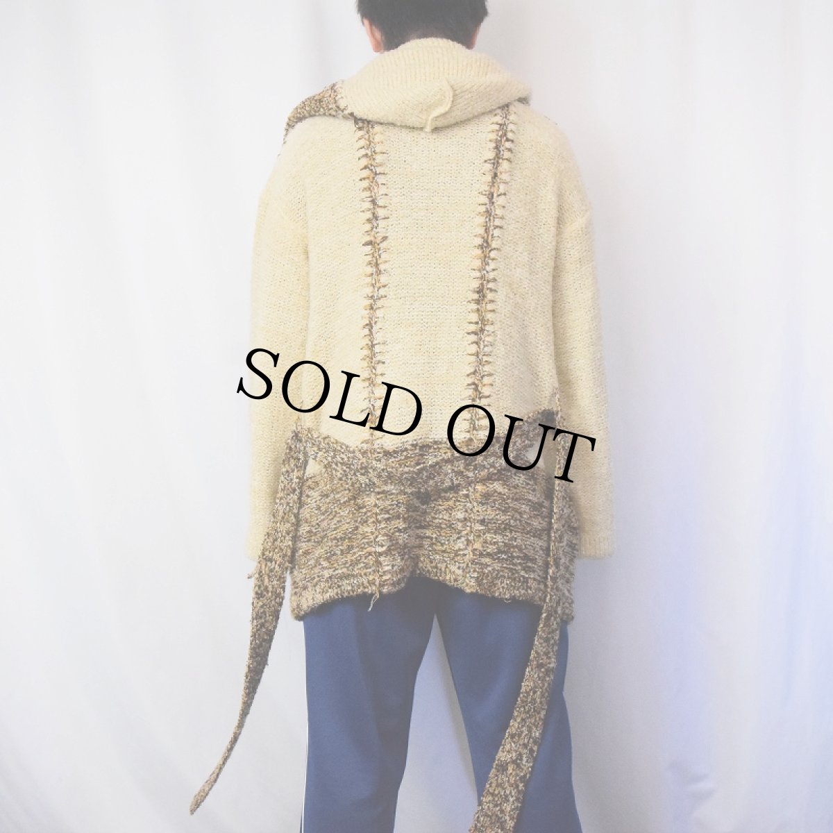 画像3: 70〜80's KENNINGTON パッチワークデザイン アクリル×ナイロン ニットガウン M (3)