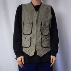 画像2: Woolrich ヘリンボーン織り ウールベスト M (2)