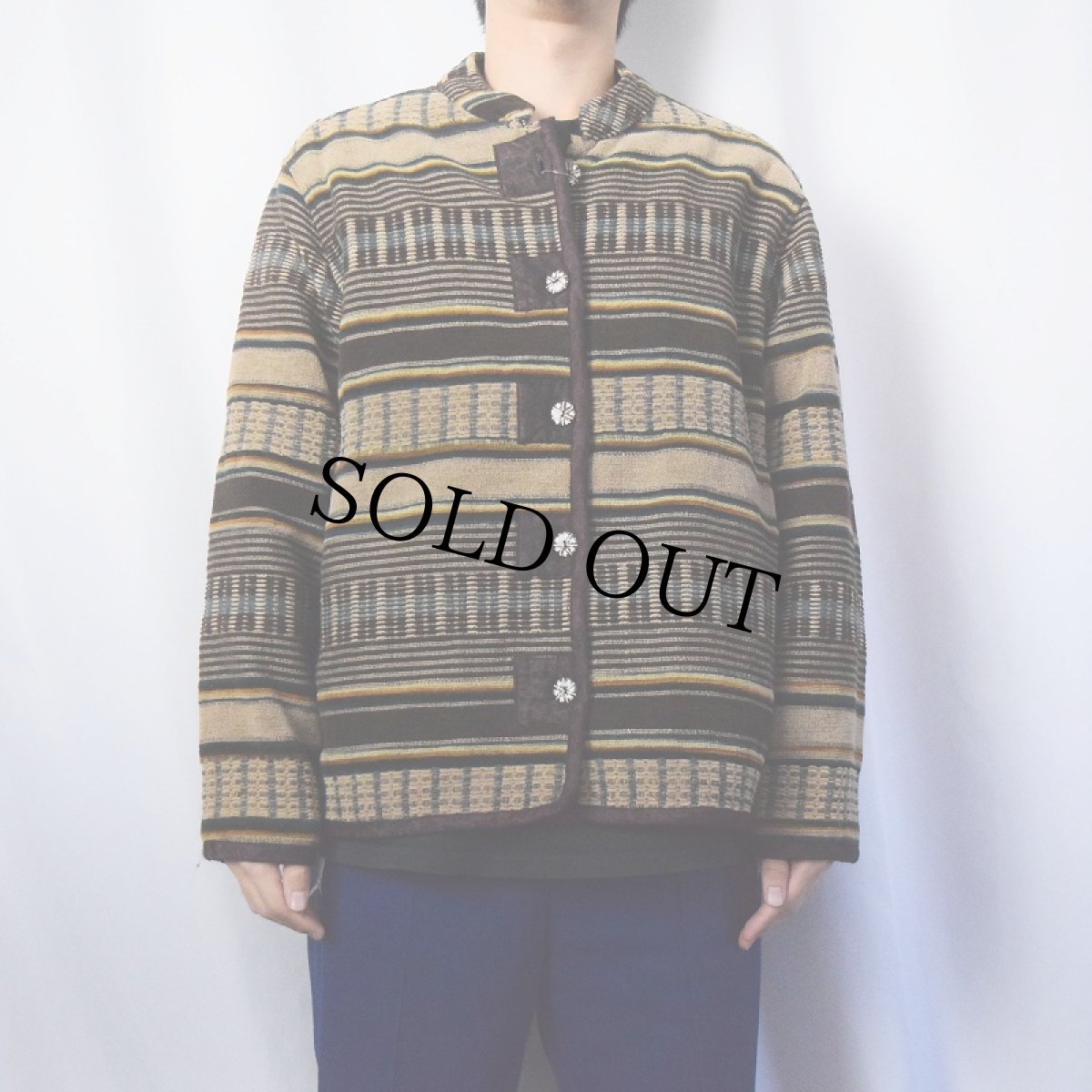 画像2: WHITE STAG 総柄 マオカラージャケット (2)