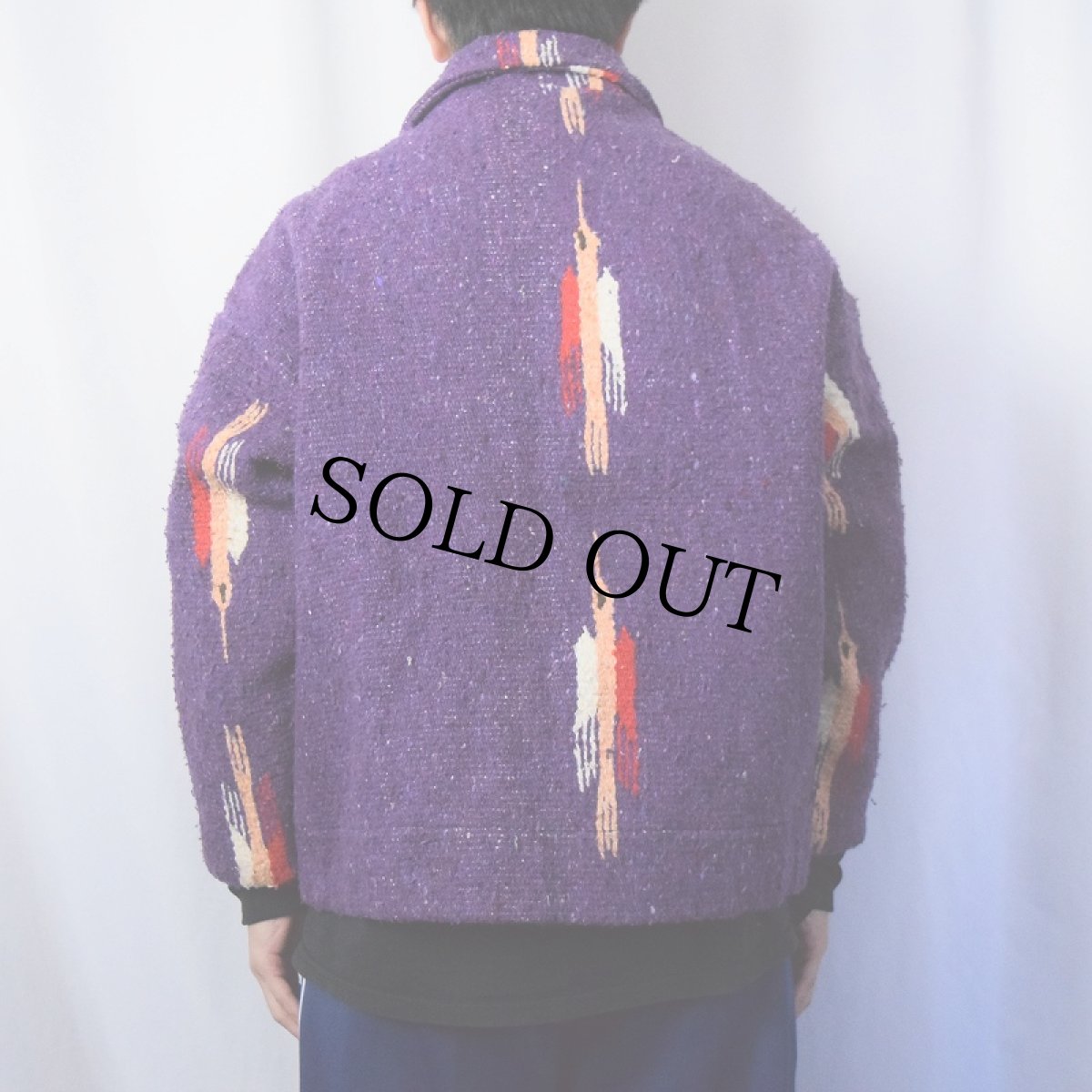 画像3: 90's Davis James USA製 キルティングライナー ネイティブ柄 ラグジャケット M (3)