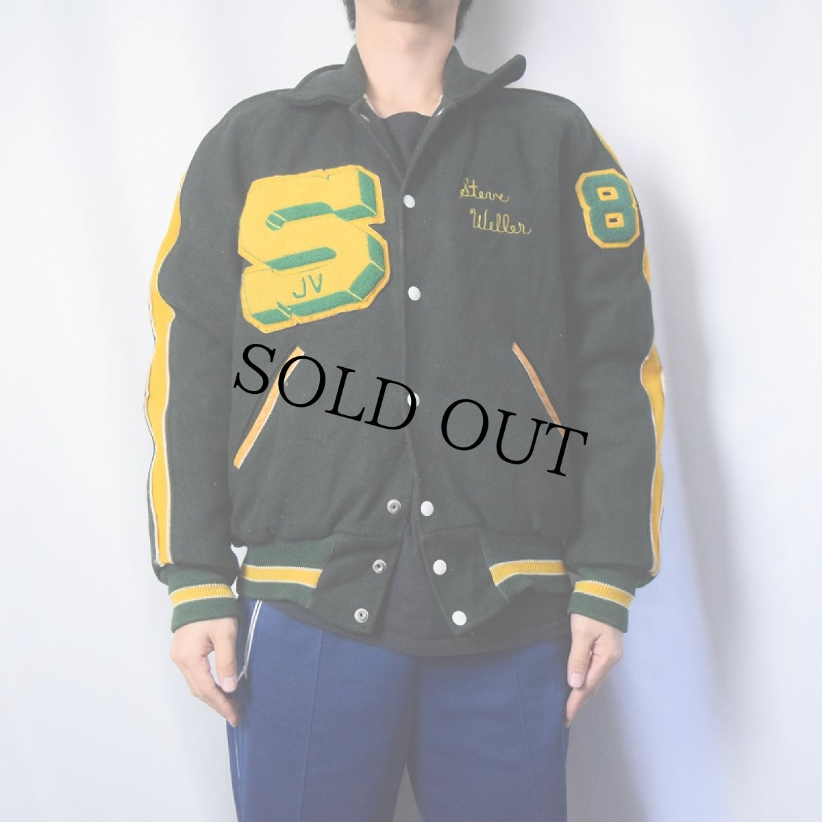 画像3: 70〜80's Rick Rack's SPORT SHACK チェーン刺繍 メルトンウールスタジャン SIZE42 (3)