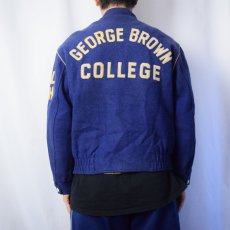 画像4: 60's "GEORGE BROWN COLLEGE" フェルトパッチ スタンドカラー ウールメルトンスタジャン (4)