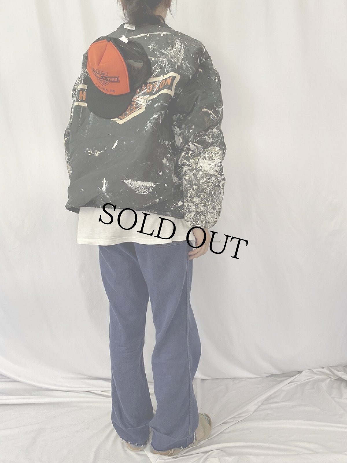 画像4: 70's HARLEY-DAVIDSON USA製 ペンキペイント ナイロンコーチジャケット&メッシュキャップ  SET (4)