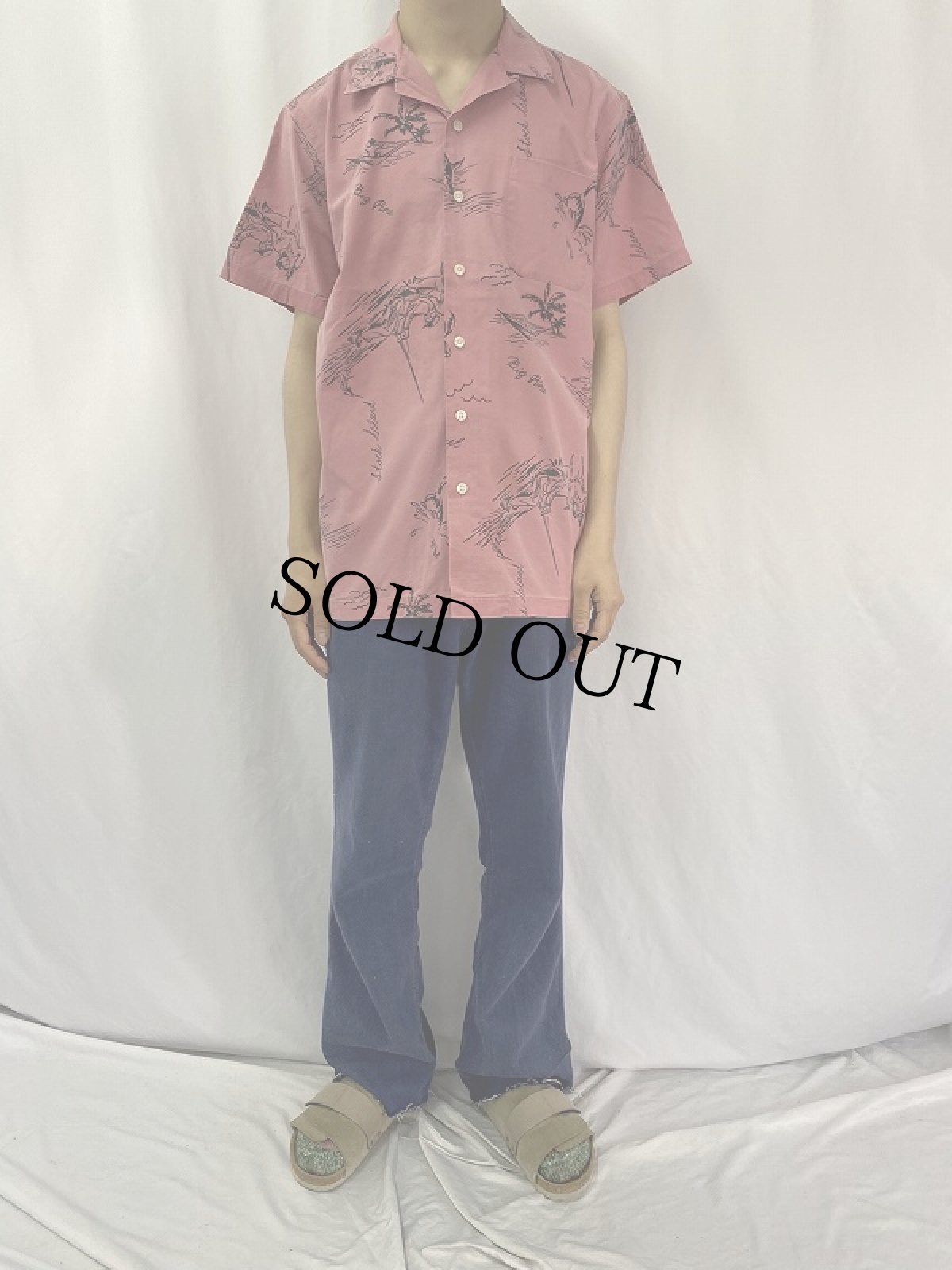 画像2: 90's POLO Ralph Lauren "VINTAGE CALDWELL" オープンカラーコットンシャツ L (2)