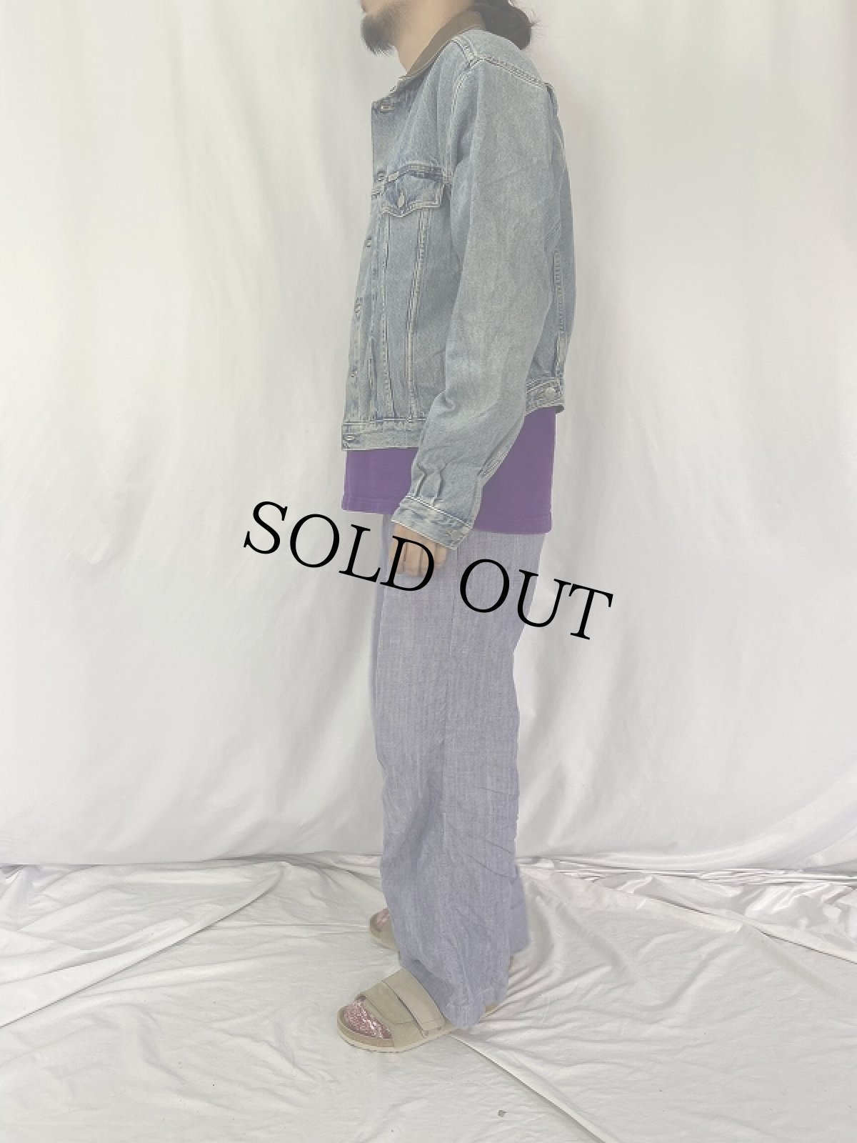 画像3: 90's GUESS レザー切り替え デニムジャケット XL (3)