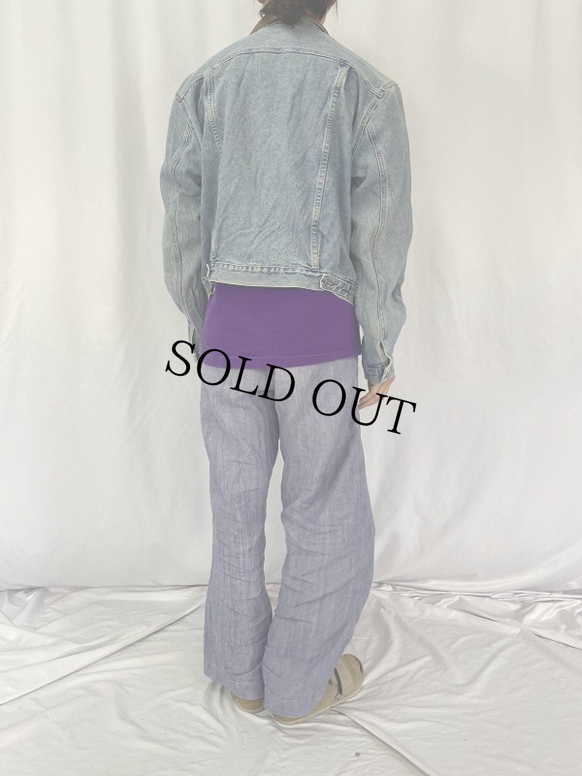 画像4: 90's GUESS レザー切り替え デニムジャケット XL (4)