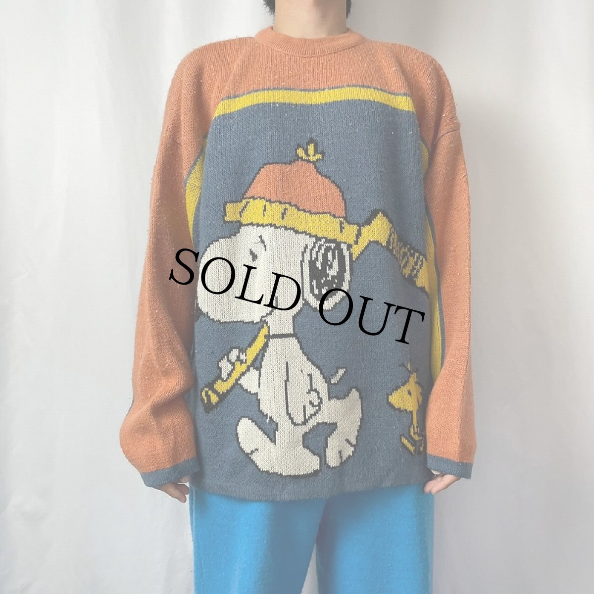 画像2: PEANUTS SNOOPY キャラクター ジャガード ユーロスキーニットセーター XXL (2)