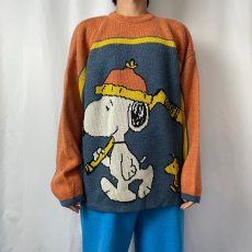 画像2: PEANUTS SNOOPY キャラクター ジャガード ユーロスキーニットセーター XXL (2)