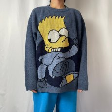 画像2: 2000's THE SIMPSONS "BART SIMPSON" キャラクター ジャガード ユーロスキーニットセーター (2)