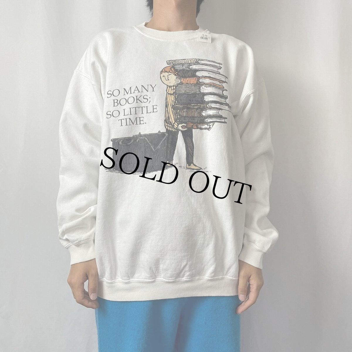 画像2: 90's Edward Gorey "SO MANY BOOKS; SO LITTLE TIME." キャラクタープリントTシャツ L (2)