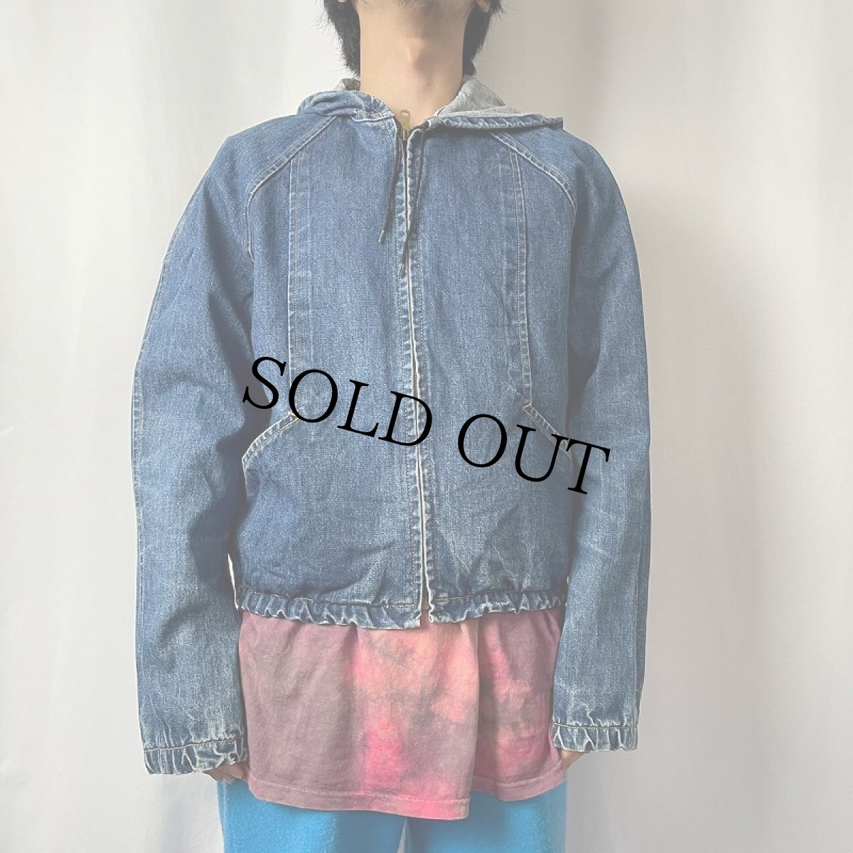 画像2: 〜90's GwG SCRUBBIES CANADA製 フード付き ジップアップデニムジャケット 42M (2)