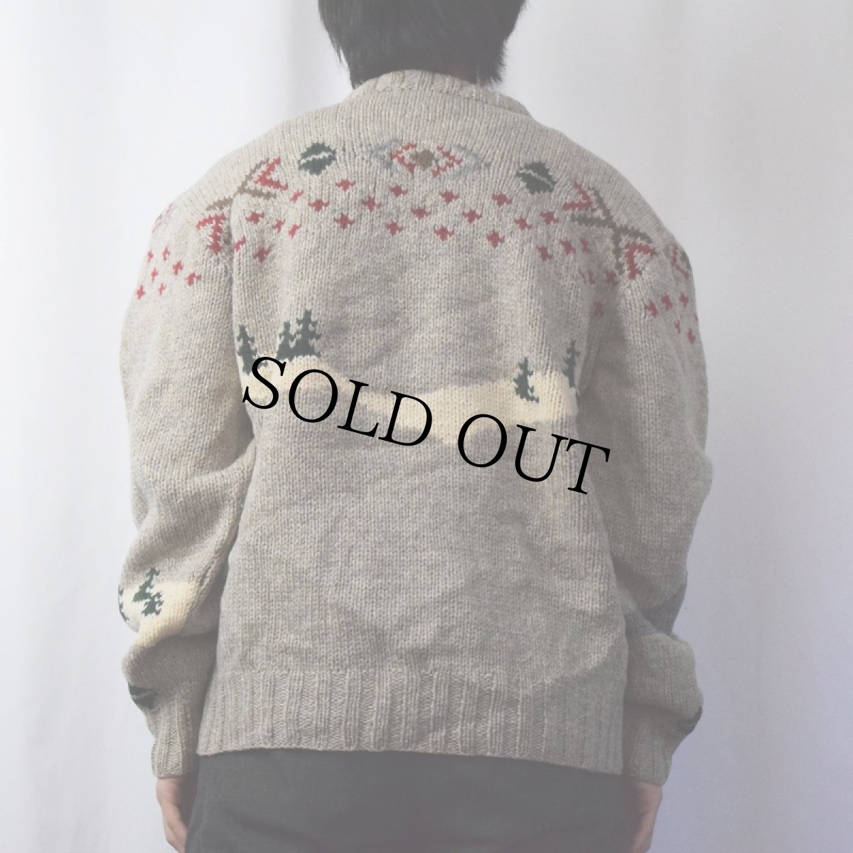 画像3: 90's POLO Ralph Lauren ハスキー柄 ウールハンドニットセーター L (3)