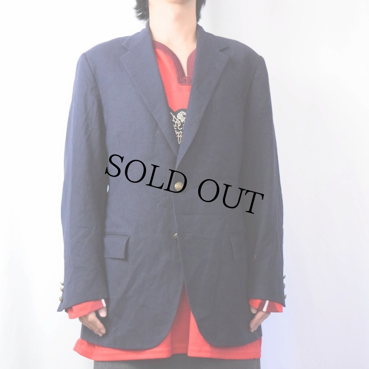 画像2: 90's Polo Ralph Lauren ITALY製 ウールテーラードジャケット NAVY 40 (2)