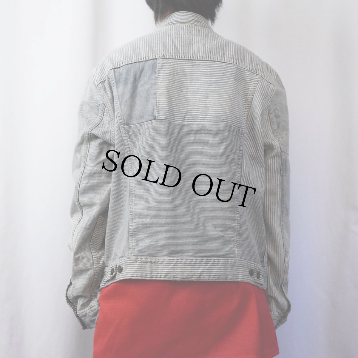 画像3: Ralph Lauren Denim & Supply パッチワーク ヒッコリーデニムジャケット XL (3)