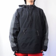 画像2: 90's GAP 裏フリース ハーフジップナイロンパーカー BLACK L (2)