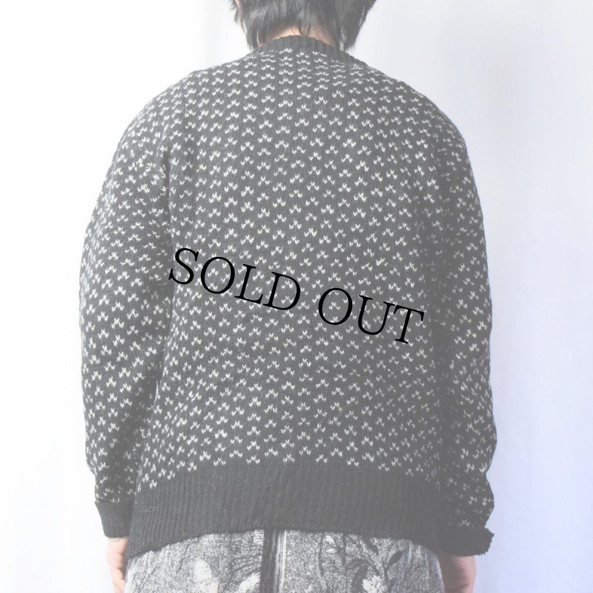 画像3: 80〜90's ENVIRONMENTAL CLOTHING USA製 バーズアイ柄 ウールニットセーター BLACK M (3)