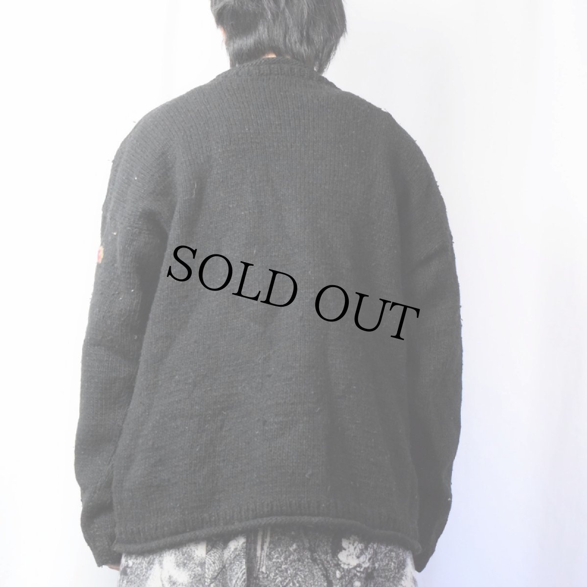 画像3: 柄編み ロールネック ウールニットセーター BLACK (3)