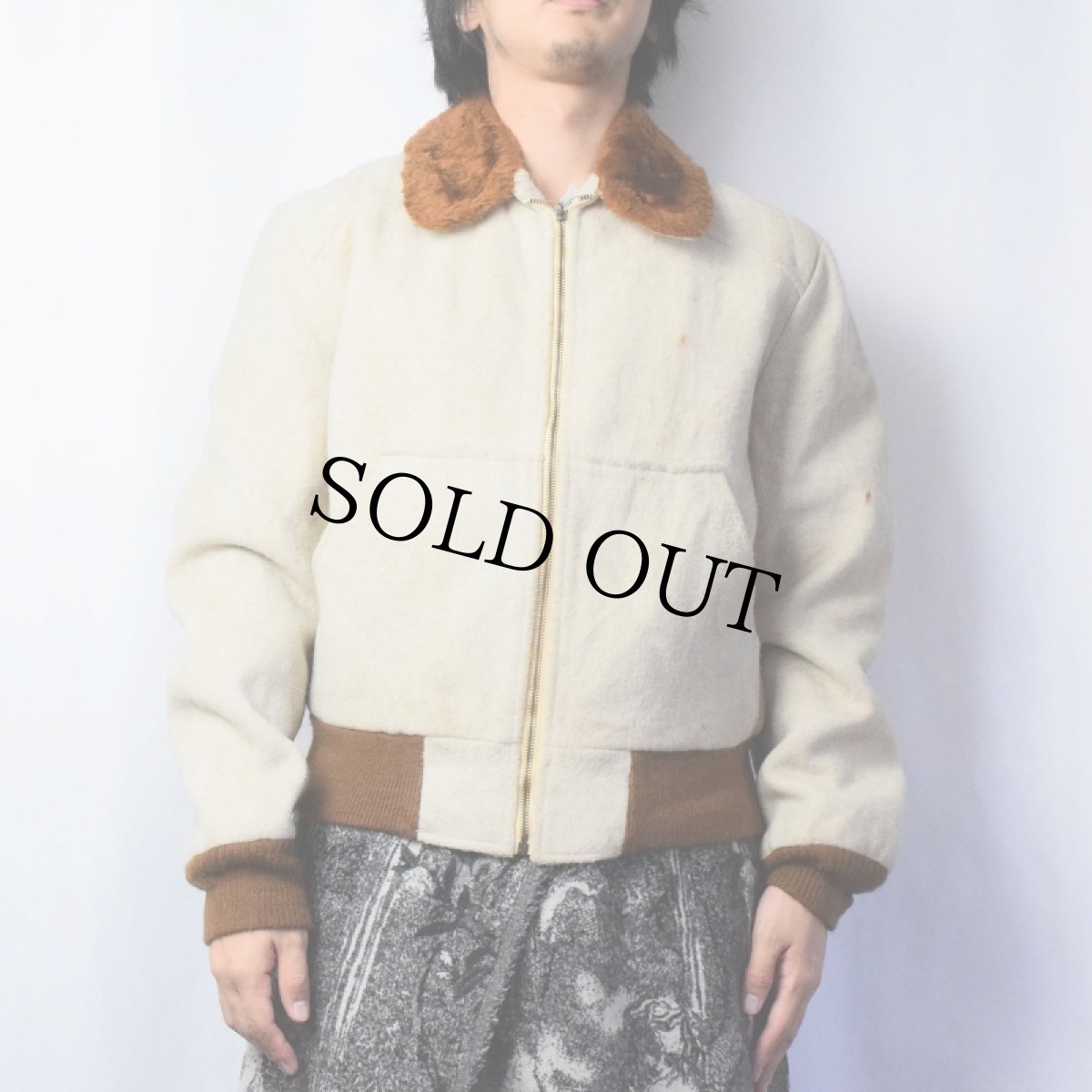 画像2: 80's Campus Esprit "B-15 TYPE" キルティングライナー ウールメルトンジャケット 40 (2)