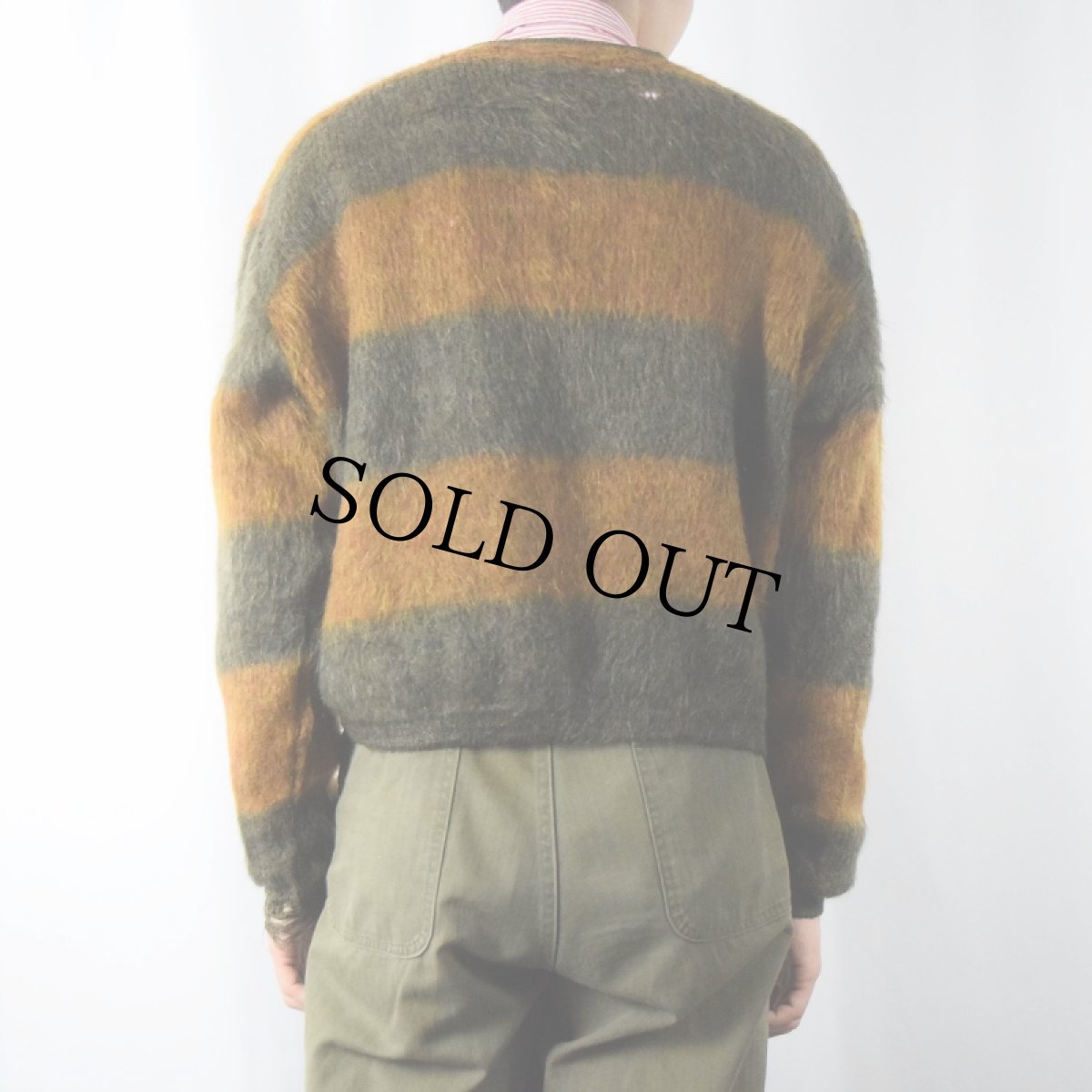 画像3: 60's Jantzen USA製 ボーダー柄 モヘアニットカーディガン M (3)