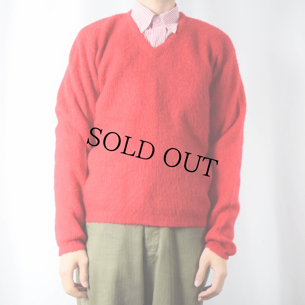 画像2: 60's REVERL Vネック モヘアニットセーター L (2)