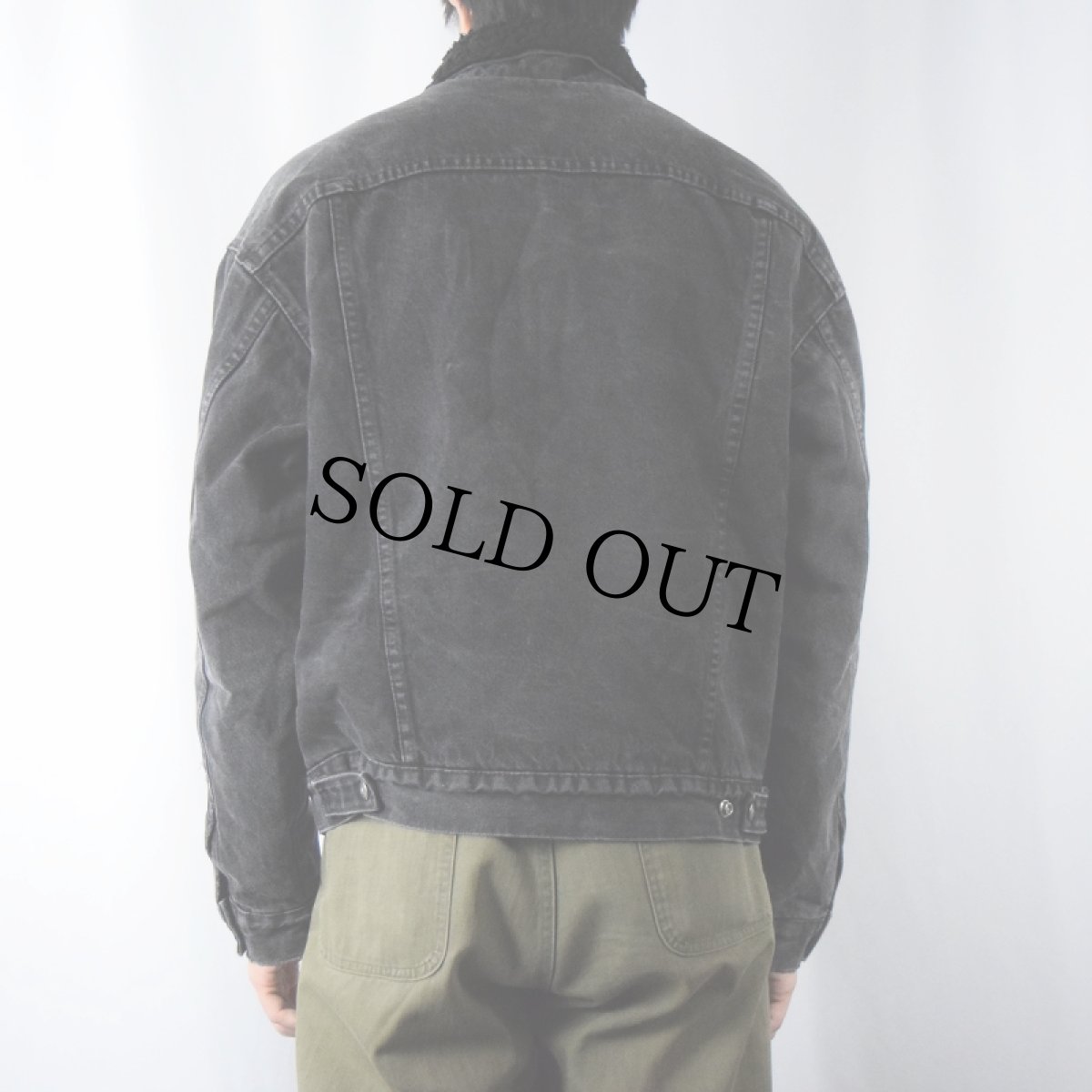 画像3: 80〜90's Levi's ブラックデニムボアジャケット (3)