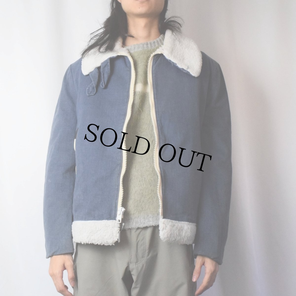 画像2: 90's Woolrich デニムボアジャケット L (2)