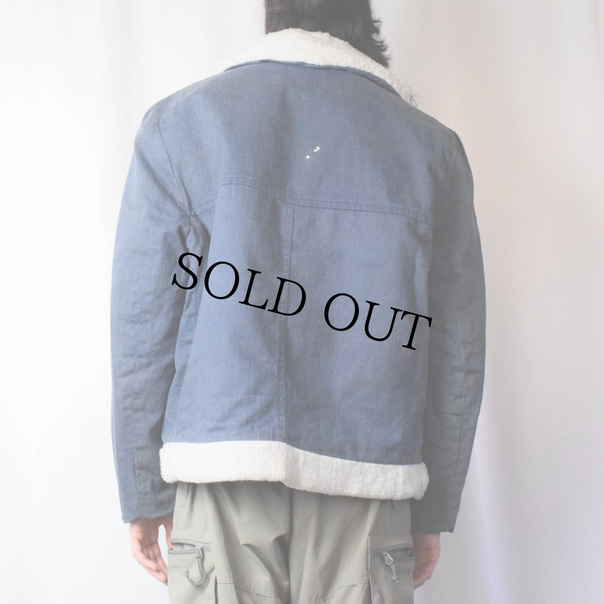 画像3: 90's Woolrich デニムボアジャケット L (3)