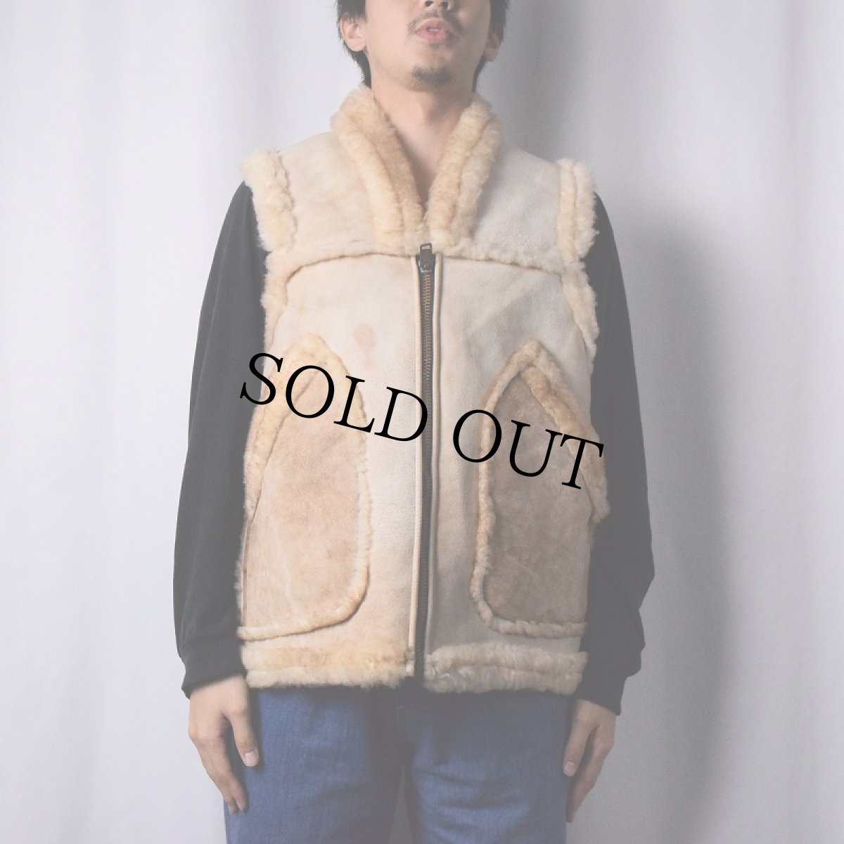 画像2: 60〜70's ムートンベスト (2)