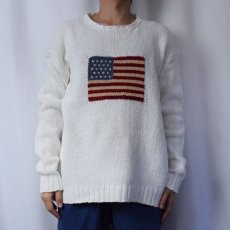 画像2: 90's POLO SPORT Ralph Lauren 星条旗 コットンニットセーター L (2)