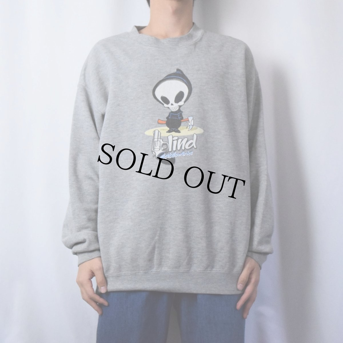 画像2: 90's blind skatebords USA製 プリントスウェット L (2)