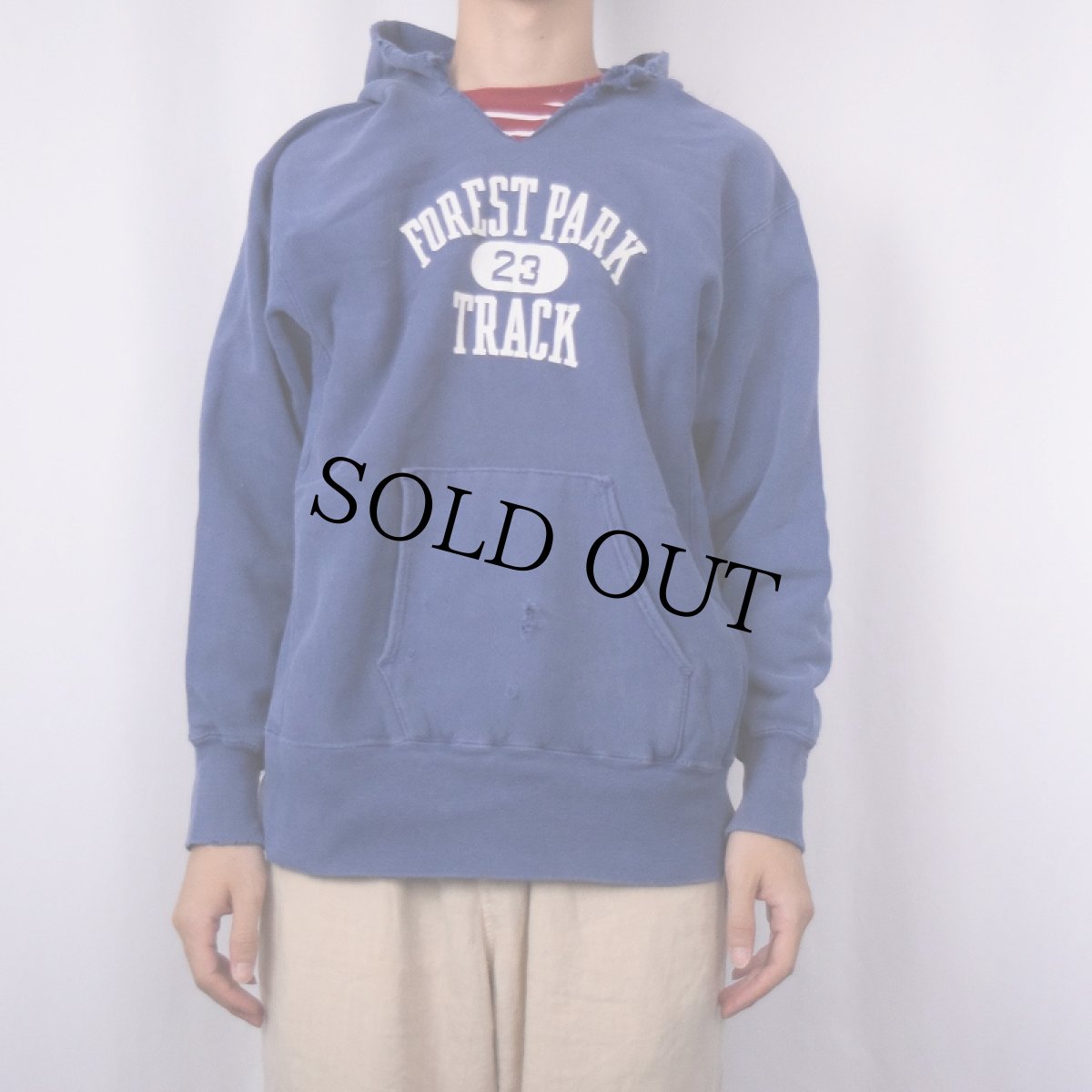 画像2: 70's Champion REVERSE WEAVE 初期単色タグ USA製 "FOREST PARK TRACK" スウェットフーディー L (2)