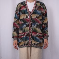 画像2: 【SALE】 MISSONI ITALY製 総柄コットンリネン ニットカーディガン (2)