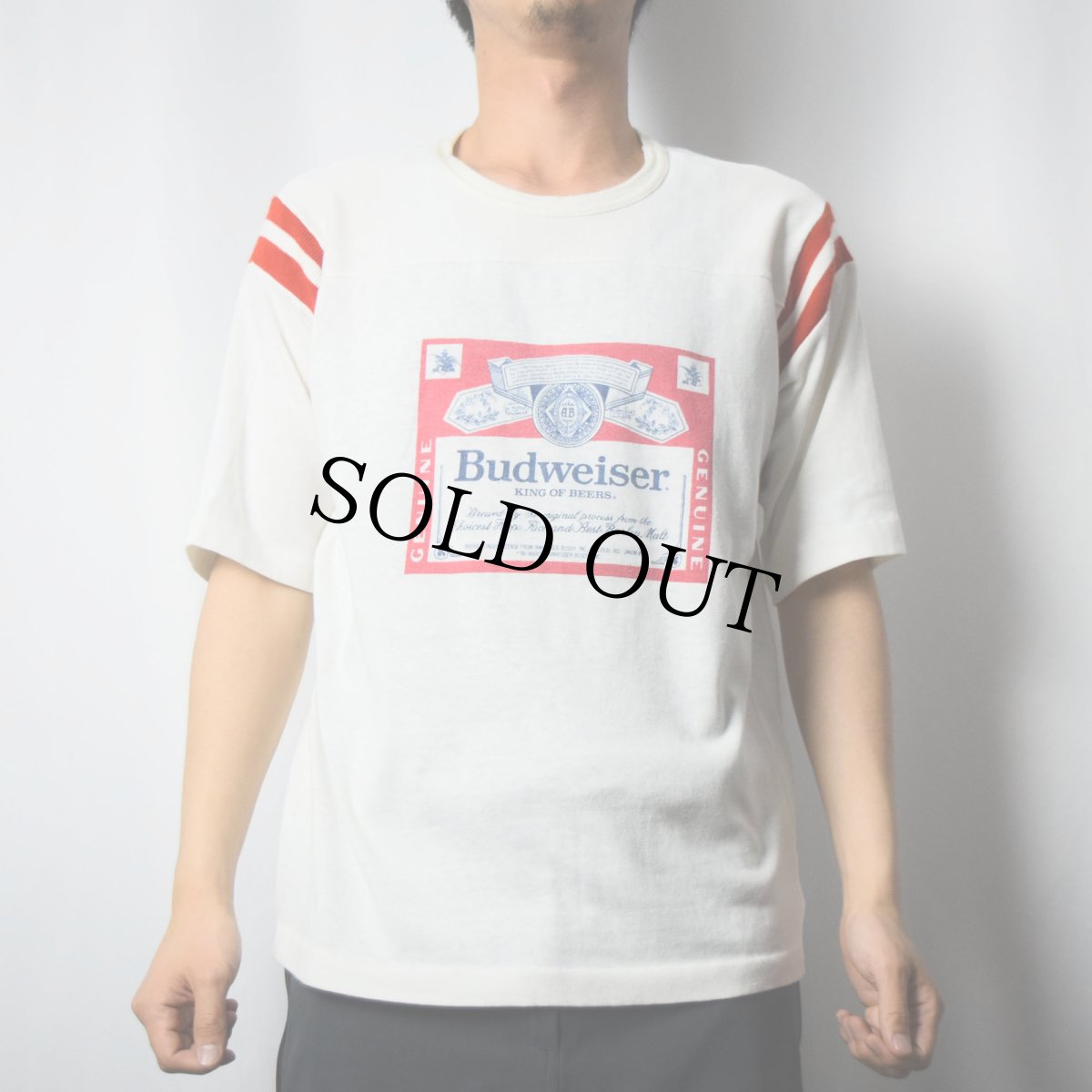 画像2: 80's〜 Budweiser ビールメーカー 染み込みプリントTシャツ XL (2)