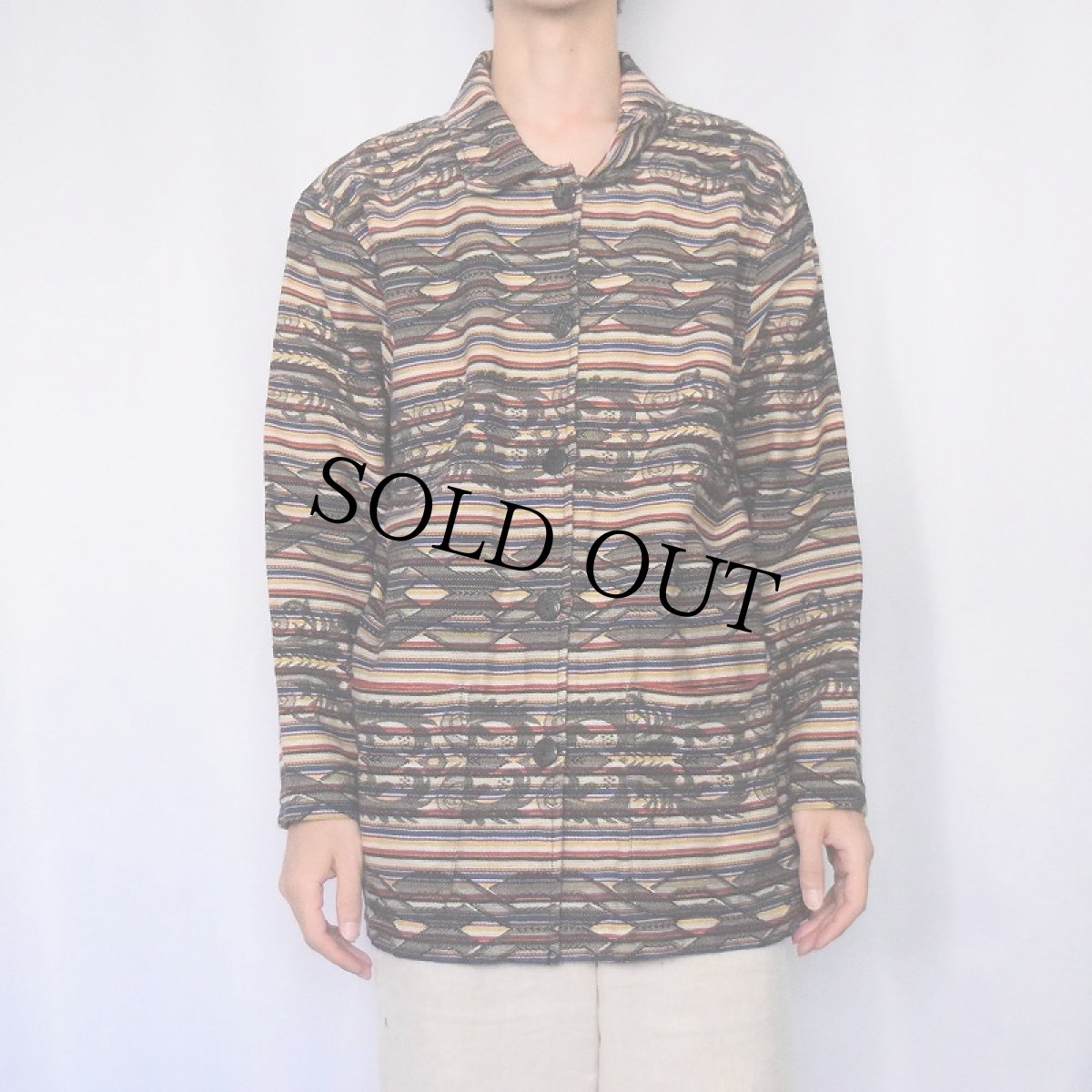 画像2: 90's CHICO'S DESIGN ジャガード織り コットンジャケット size2 (2)