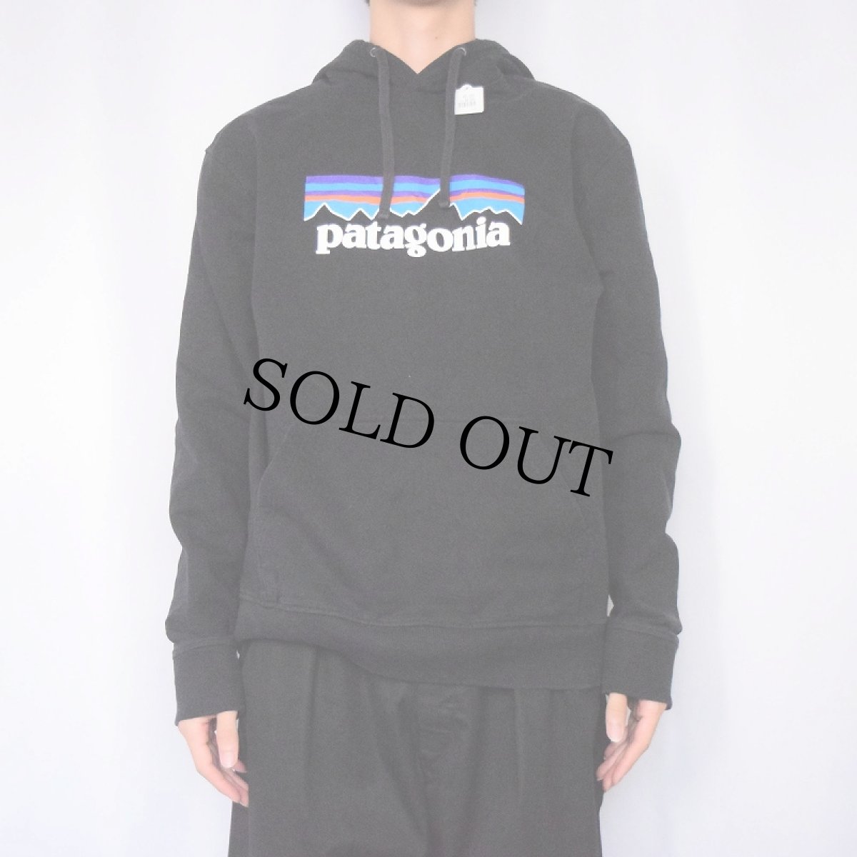 画像2: Patagonia ロゴプリントスウェットフーディー BLACK L (2)