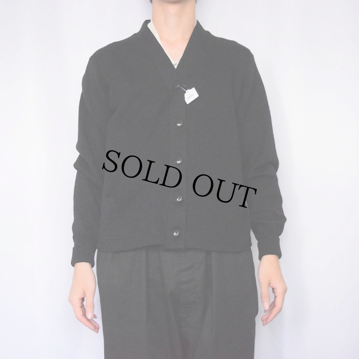 画像2: 50's Dehen レタードニットカーディガン BLACK (2)