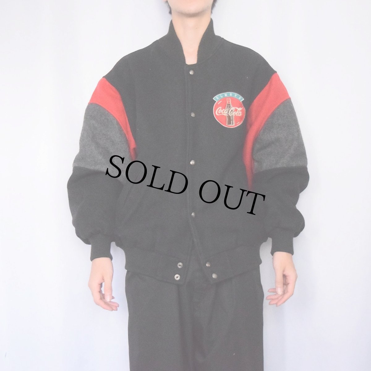画像3: 80〜90's Coca-Cola CANADA製 ワッペン付き ウールスタジャン L (3)