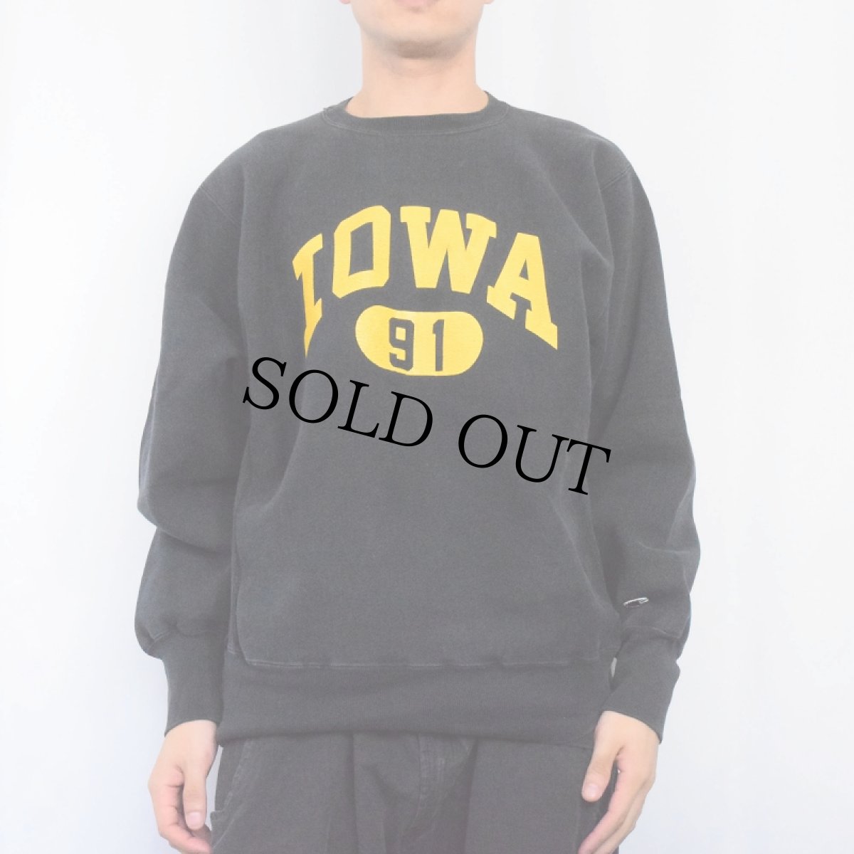 画像2: 90's〜 Champion REVERSE WEAVE "IOWA" プリントスウェット BLACK L (2)