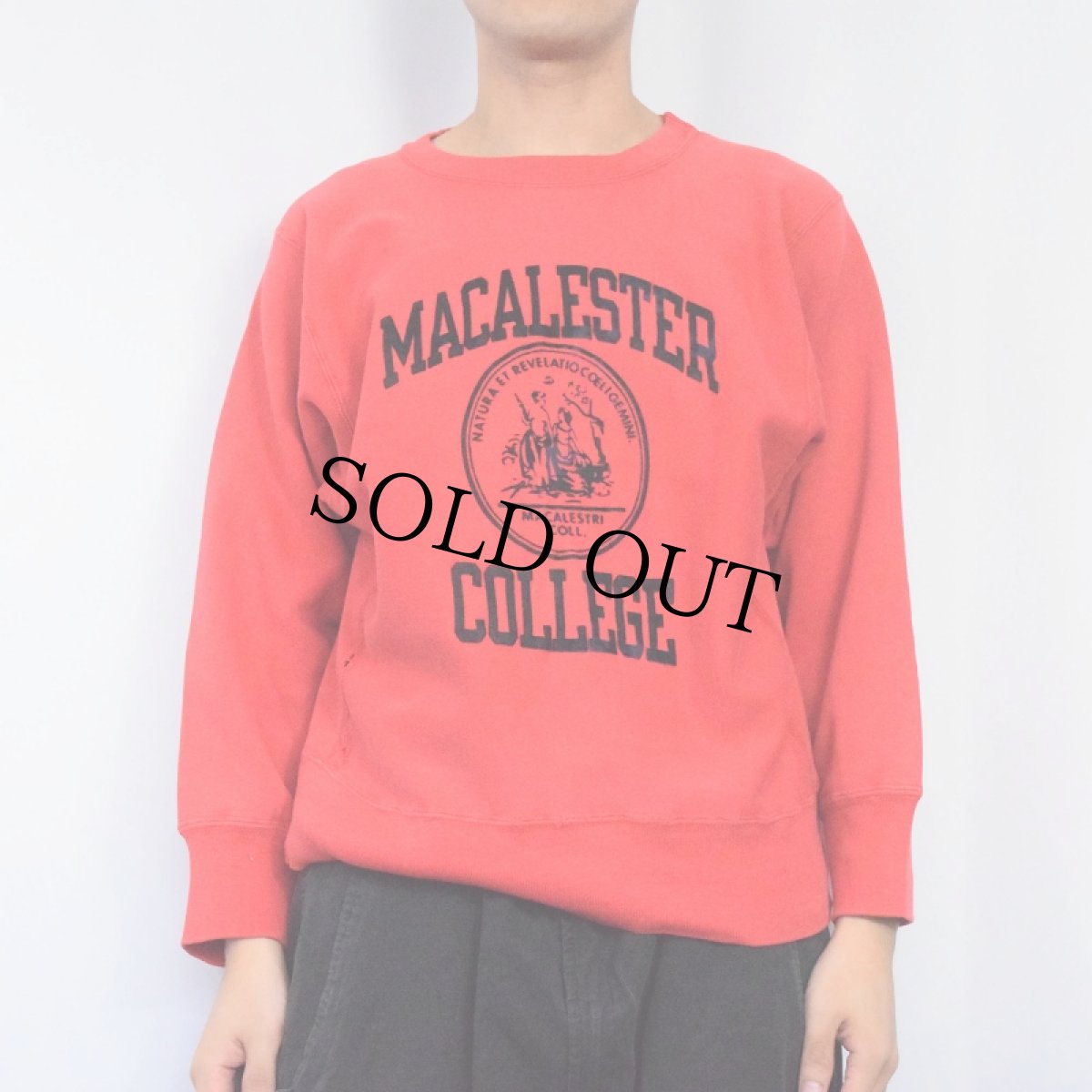 画像2: 80's Champion REVERSE WEAVE USA製 トリコタグ "MACALESTER" フロッキープリントスウェット M (2)