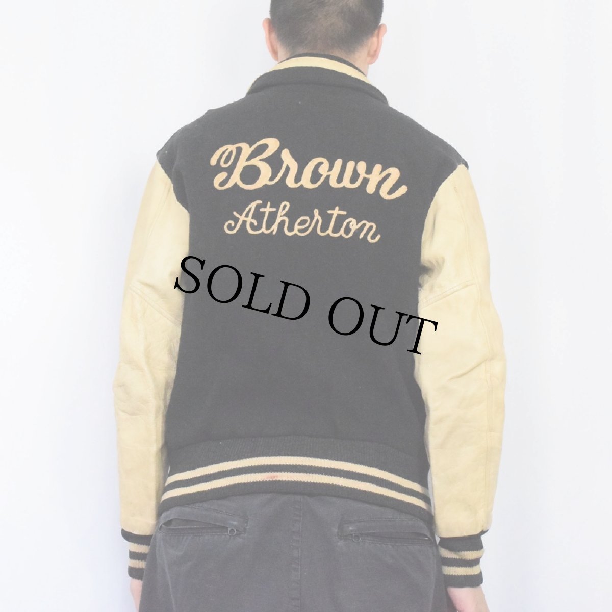 画像4: 50〜60's "Brown Atherton" チェーン刺繍 レザー×ウール スタジャン (4)