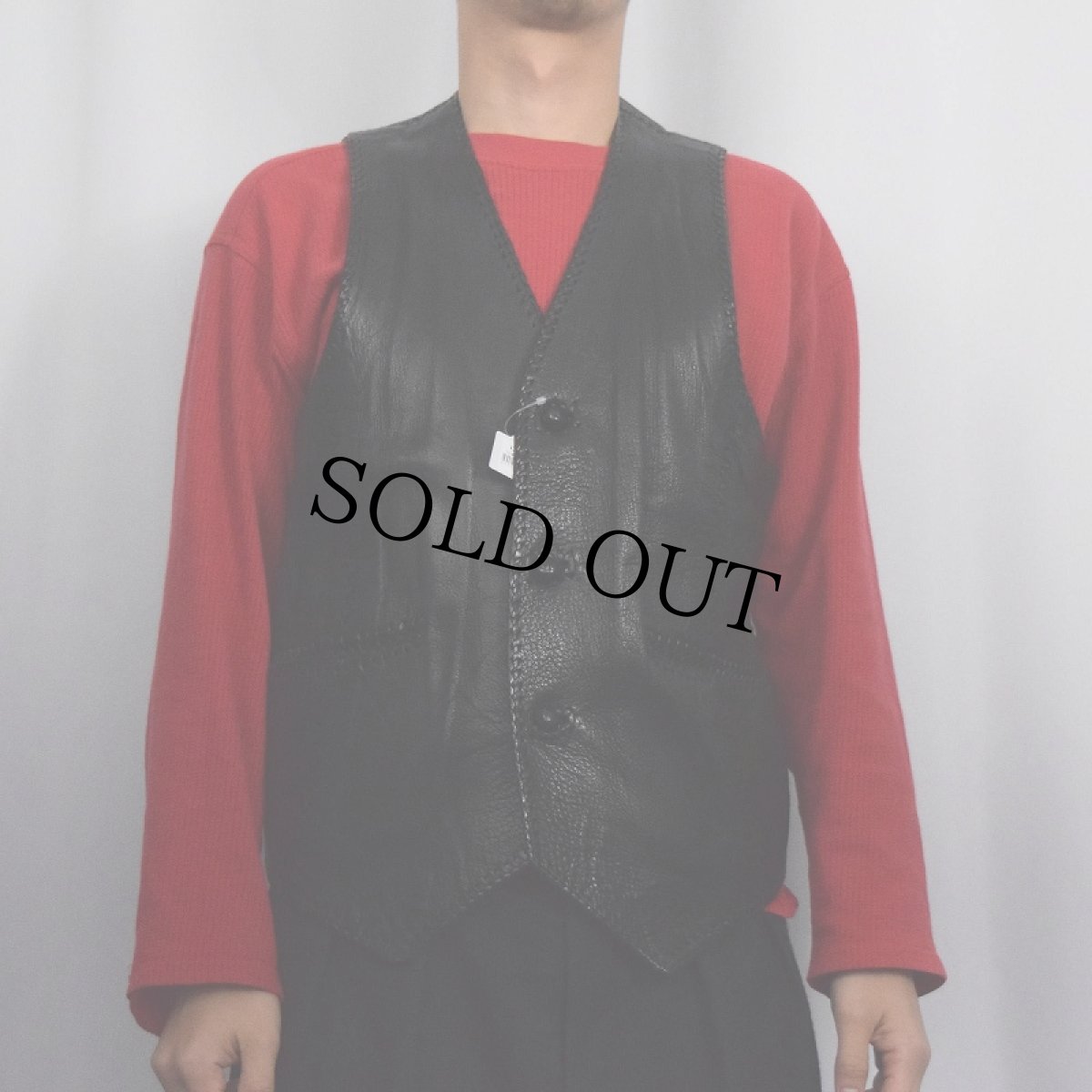 画像2: 70's NORTH BEACH LEATHER ハンドクラフト レザーベスト BLACK L (2)