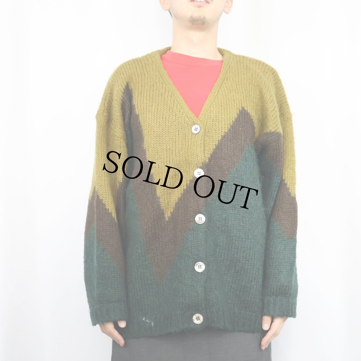 画像2: 90's KIKIT デザイン モヘアニットカーディガン M (2)