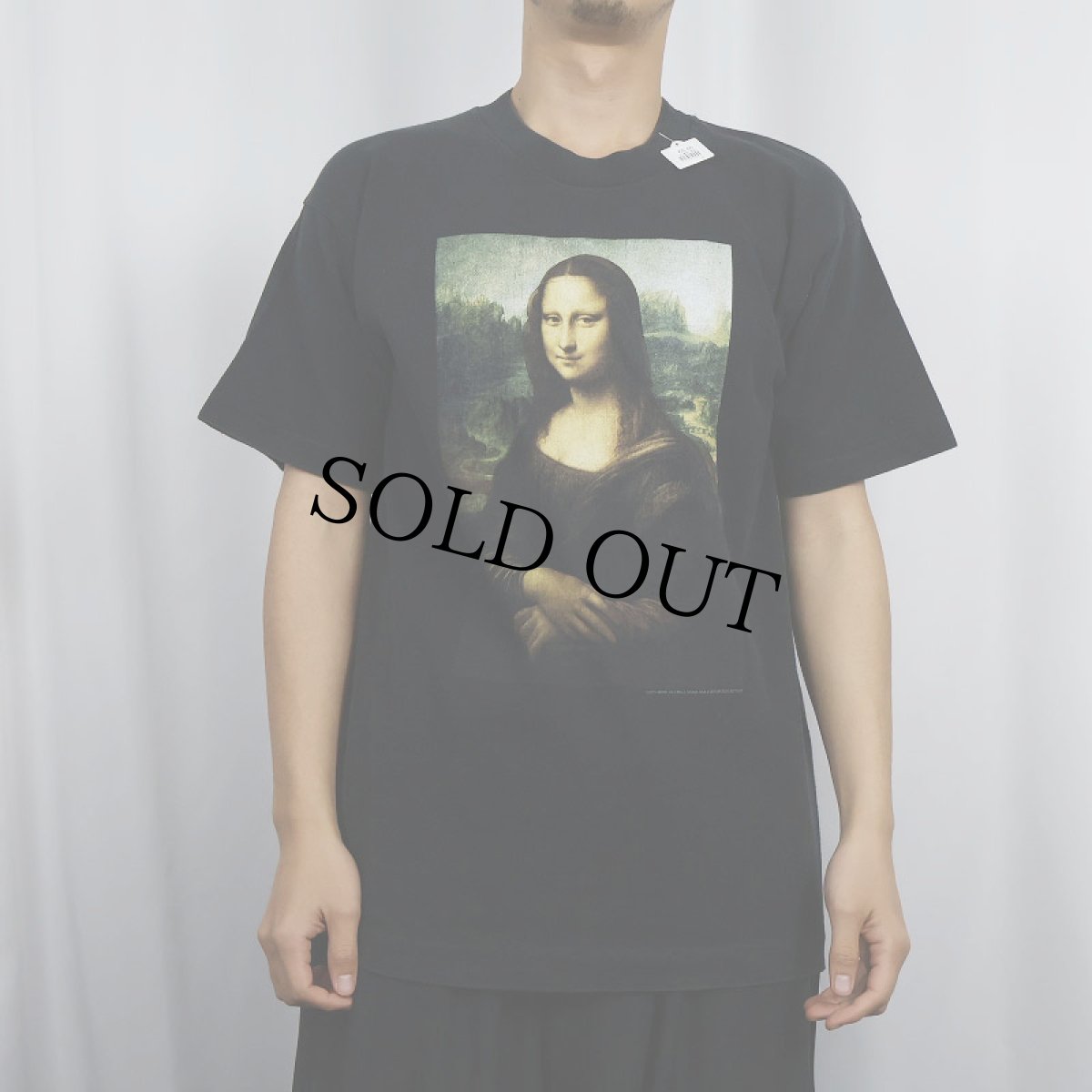 画像2: 90's LEONARDO DA VINCI "Mona Lisa" アートプリントTシャツ BLACK L (2)