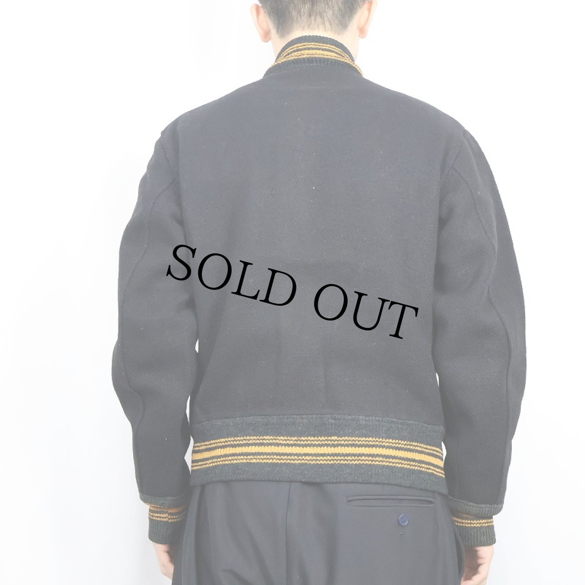 画像3: 50's パッチ付き メルトンウール ボタンスタジャン BLACK (3)