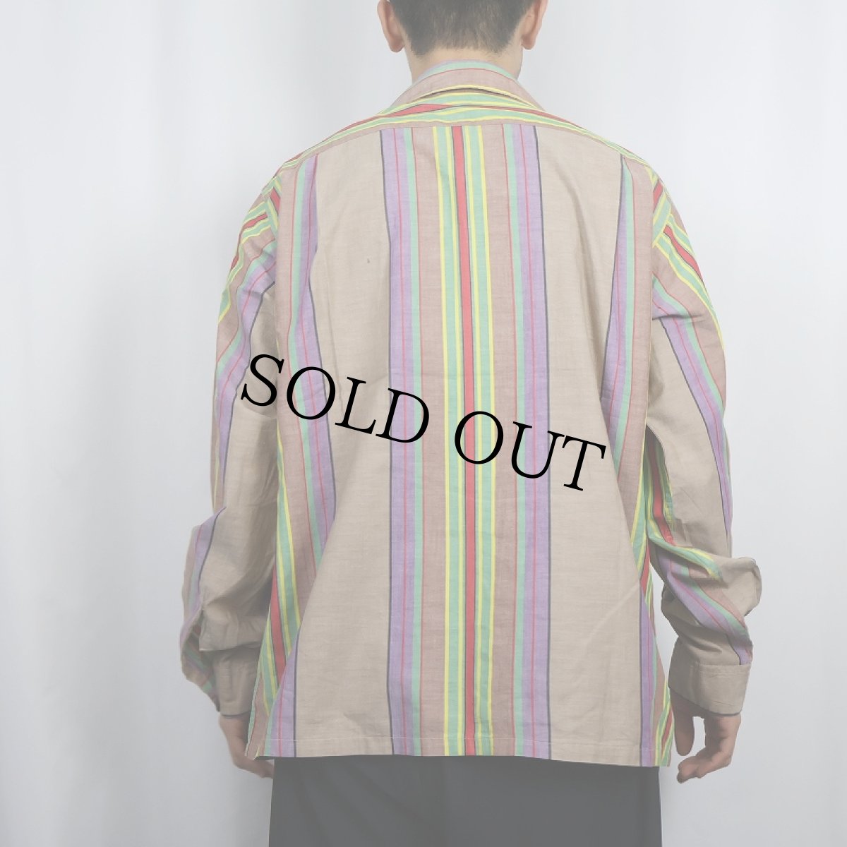 画像3: 50's PENNEY'S TOWNCRAFT ストライプ柄 コットンオープンカラーシャツ L (3)