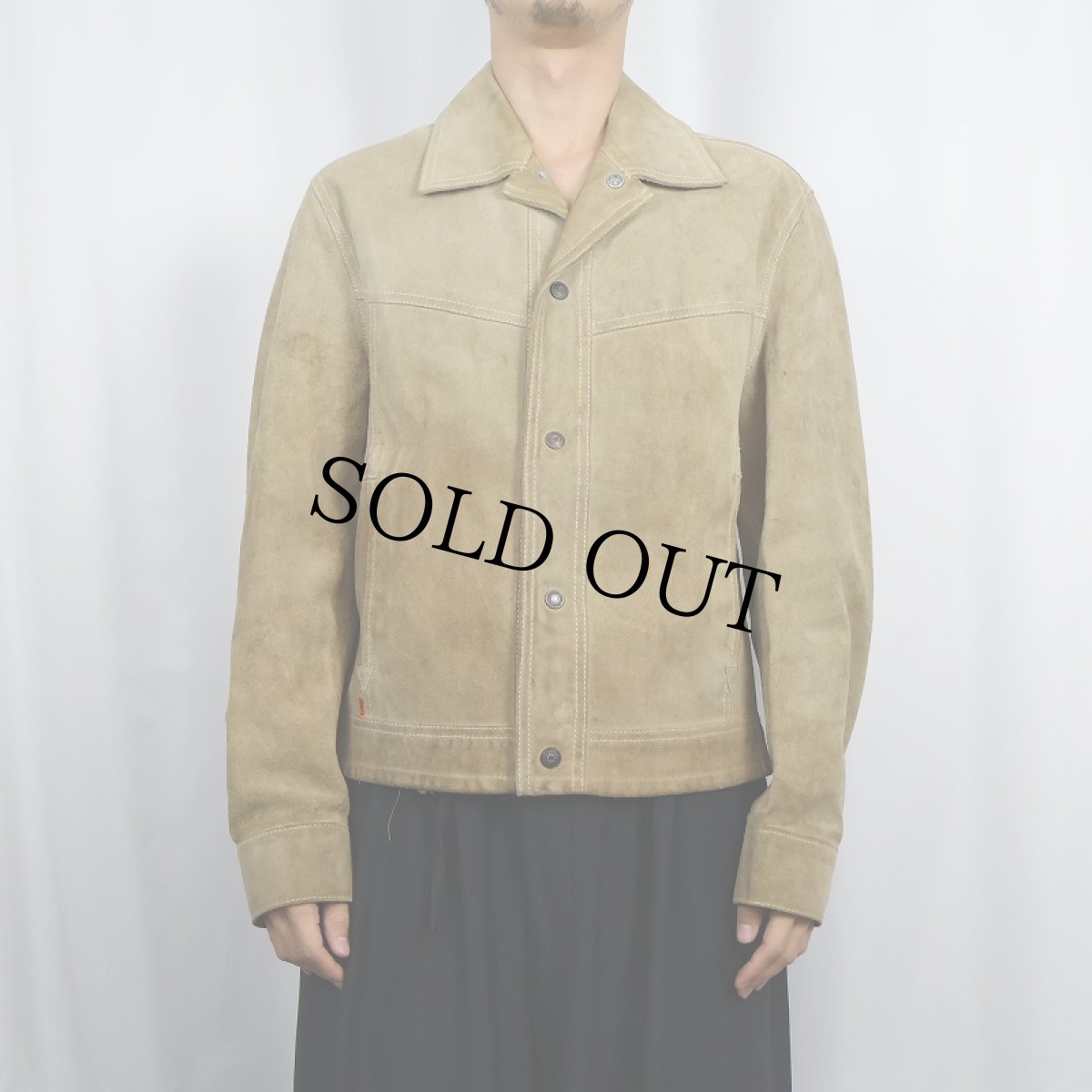 画像2: 70's Levi's オレンジタブ スエードレザージャケット M (2)