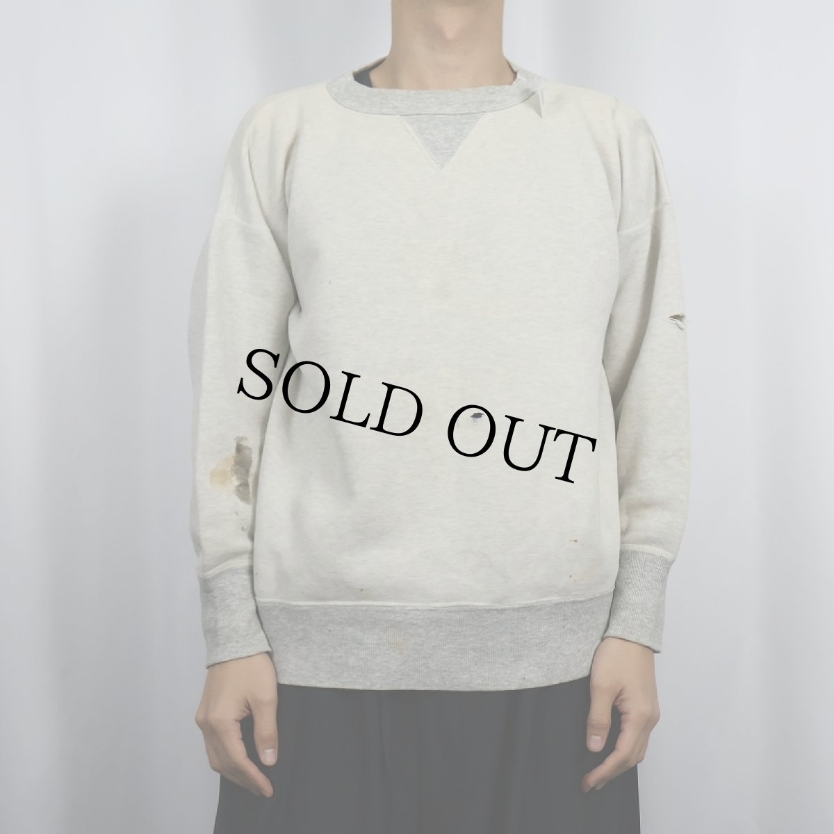 画像2: 50's 前V はめ込みガゼット 2トーンスウェット (2)