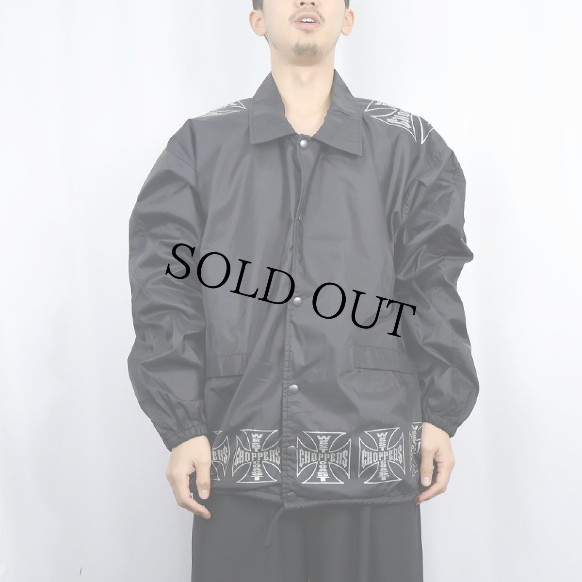画像2: 90's West Coast Choppers CANADA製 ナイロンコーチジャケット BLACK XL (2)